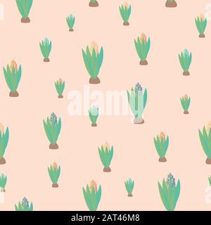 motif vectoriel sans couture avec fleurs de jacinthe en herbe Illustration de Vecteur