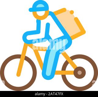 Illustration Du Vecteur De L'Icône Livraison Par Coursier Par Vélo Illustration de Vecteur