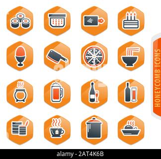 Nourriture et cuisine icons set Illustration de Vecteur