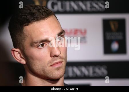 Cardiff, Royaume-Uni. 30 janvier 2020. Le joueur de rugby du Pays de Galles George North parle à la presse. Conférence de presse de l'équipe de rugby du Pays de Galles au Vale Resort, Hensol, près de Cardiff, Pays de Galles du Sud le jeudi 30 janvier 2020, l'équipe se prépare à l'ouverture de son match Guinness Six nations contre l'Italie ce week-end. Pic d'Andrew Orchard/Alay Live News Banque D'Images