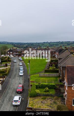 Vue aérienne, images d'un immeuble du conseil, appartements, maisons pour la population croissante, immigration et zones pauvres Banque D'Images