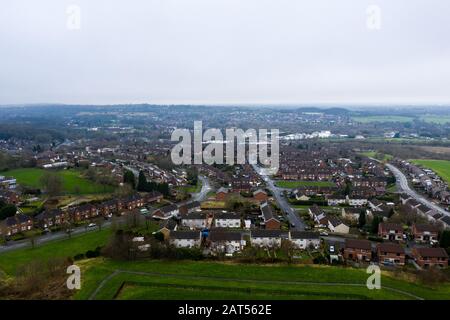 Vue aérienne, images d'un immeuble du conseil, appartements, maisons pour la population croissante, immigration et zones pauvres Banque D'Images