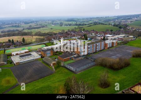 Vue aérienne, images d'un immeuble du conseil, appartements, maisons pour la population croissante, immigration et zones pauvres Banque D'Images