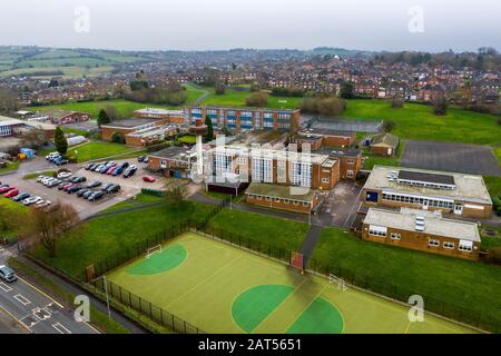 Vue aérienne, images d'un immeuble du conseil, appartements, maisons pour la population croissante, immigration et zones pauvres Banque D'Images