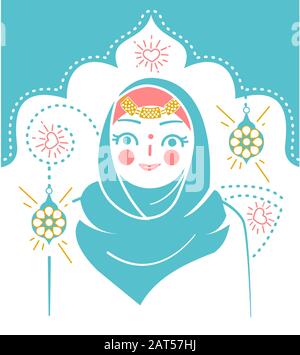 Icône femme musulmane en hijab en vacances. Illustration dans un style linéaire Illustration de Vecteur