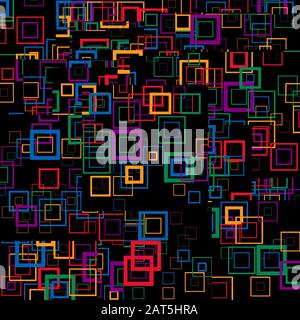 Arrière-plan abstrait pop art avec texture de carrés multicolores de différentes tailles en noir Illustration de Vecteur