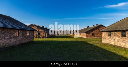 Une photo de la caserne d'Auschwitz II - Birkenau. Banque D'Images