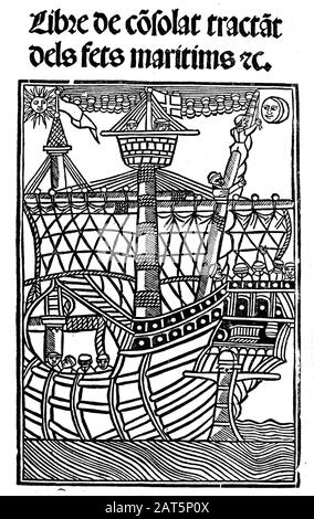 Livre du Consulat de la Mer. Compendium du droit maritime en Méditerranée. 1320-1330. Langue catalane. Edition 1502. Banque D'Images