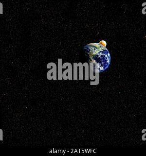 Un ciel étoilé, avec Terre et lune, créé à l'aide d'images de la NASA Banque D'Images