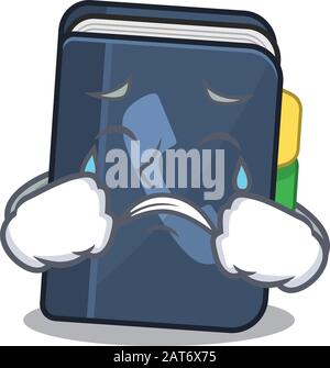 Triste de style mascotte de bande dessinée de carnet de téléphone Illustration de Vecteur