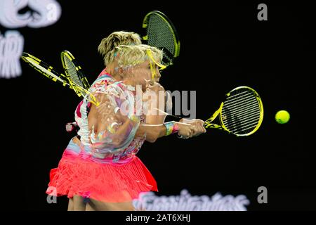 Melbourne, Australie. 31 janvier 2020. Bethanie Mattek-Sands des États-Unis lors de son mélange double la séminfinale lors du tournoi australien Open Grand Chelem de Melbourne en Australie en 2020. Frank Molter/Alay Live News Banque D'Images