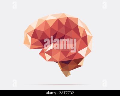 Illustration du cerveau humain avec effet géométrique faiblement poly à facettes Banque D'Images