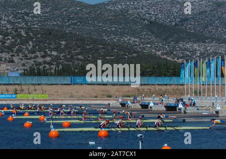 20040818 Jeux Olympiques Athènes Grèce [Rowing] Schinias - Photo Peter Spurrier Images@Intersport-Images.com Tel +44 7973 819551 [Crédit Obligatoire Peter Spurrier/ Images Intersport] Banque D'Images