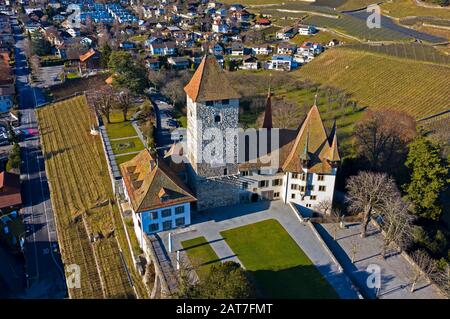 Château de Spiez, Spiez, canton de Berne, Suisse Banque D'Images