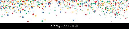 illustration panoramique vectoriel transparente de confetti avec quatre couleurs avec espace blanc libre pour le texte pour le carnaval, le sylvester ou le temps de fête sur le dos blanc Illustration de Vecteur