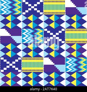 Afro Kente nwentoma tissu style vectoriel sans couture, design rétro avec des formes géométriques inspirées par les tissus ou textiles tribaux du Ghana Illustration de Vecteur