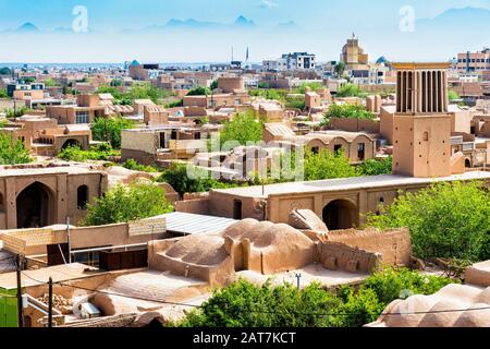 Narin Qal'eh remparts et la ville, Meybod, province de Yazd, Iran Banque D'Images