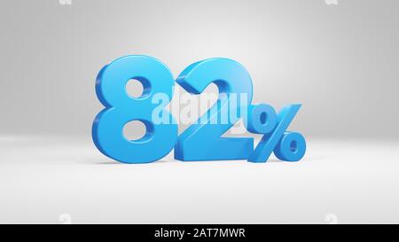 82 % en police 3 dimensions bleue sur fond blanc pour les entreprises, les présentations 3 dimensions de rendu, haute qualité Banque D'Images