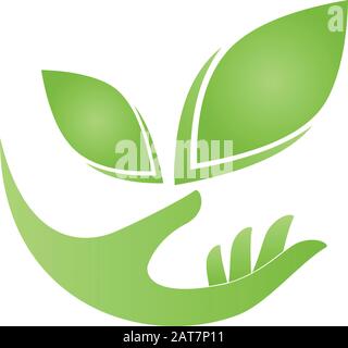 Main, feuille, bien-être, naturopath, vegan, logo Illustration de Vecteur