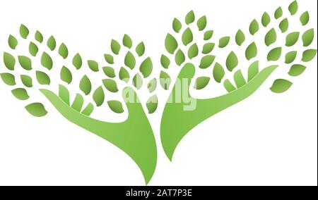 Mains, feuilles, bien-être, naturopath, vegan, logo Illustration de Vecteur