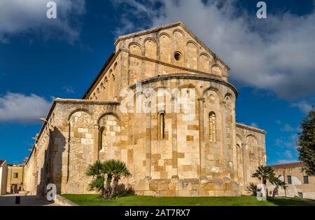 À l'extrémité nord-est de l'Abside de la Basilique Romanica di San Gavino, 1080, église de style roman à Porto Torres, province de Sassari, Sardaigne, Italie Banque D'Images