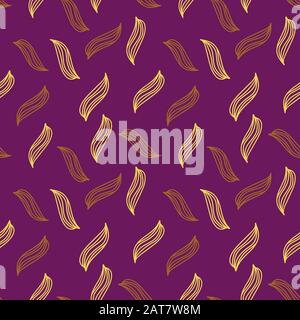 feuilles simples jaune et orange dispersées sur un fond violet modèle vectoriel transparent Illustration de Vecteur