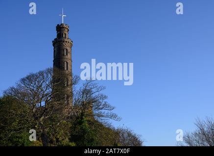 Vue du haut de la colline Calton pour partie ancienne d'Édimbourg, capitale de l'Ecosse en hiver Banque D'Images