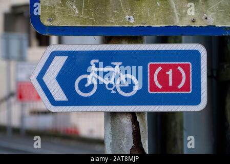 Panneau de la route du cycle dans Scottish Highlands Scotland UK Banque D'Images