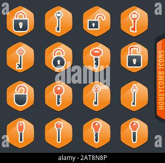 Serrure et clé icons set Illustration de Vecteur