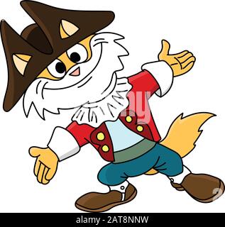 Chat pirate de dessin animé posant sur l'illustration du vecteur de scène Illustration de Vecteur