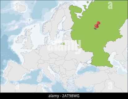 L'emplacement de la Fédération de Russie sur la carte de l'Europe Illustration de Vecteur