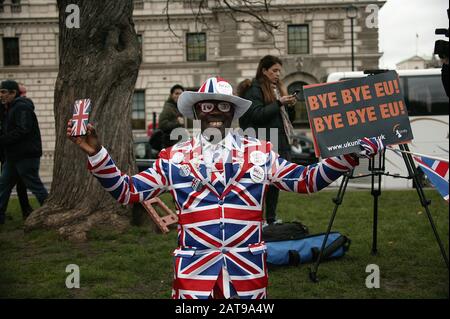 Joseph Afrane aux célébrations de la Journée du Brexit Banque D'Images