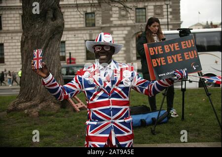 Joseph Afrane aux célébrations de la Journée du Brexit Banque D'Images