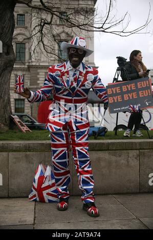 Joseph Afrane aux célébrations de la Journée du Brexit Banque D'Images