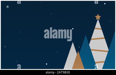 Fond d'hiver de Noël avec flocons de neige, arbres et espace de copie avec de la place pour le texte Illustration de Vecteur