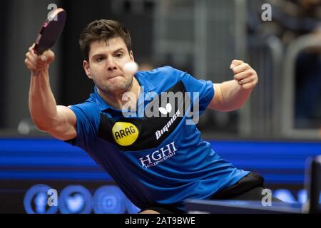 Magdeburg, Allemagne. 31 janvier 2020. Tennis de table: Allemand Open, hommes, célibataires, quarts de finale, Chuang (Taipei) - Ovtcharov (Allemagne). Dimitrij Ovtcharov en action. Crédit: Swen Pförtner/Dpa/Alay Live News Banque D'Images