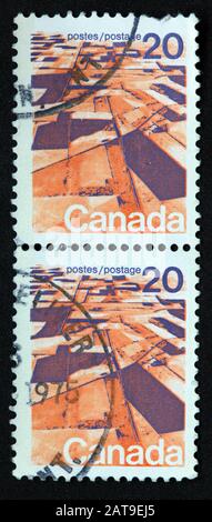 Timbre canadien, Timbre Canada, postes Canada, timbre utilisé, Canada 20 c , poste, affranchissement, affranchissement Banque D'Images