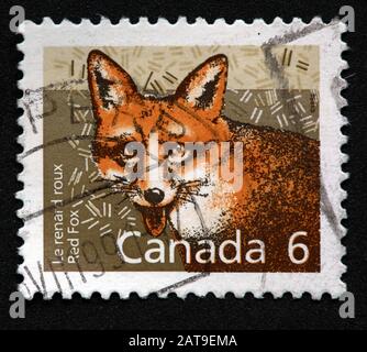 Timbre Canadien, Timbre Canada, Postes Canada, Timbre Utilisé, Banque D'Images