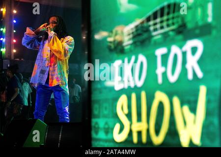 Nigérian Afrobeats artiste, Burna Boy se présentant à un concert de Felabration à Lagos Nigeria en 2019. Banque D'Images