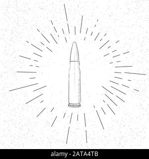 Symbole de balle d'arme à feu dessiné à la main - icône de la hachure vectorielle Doodle Illustration de Vecteur