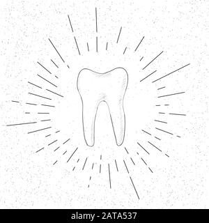 Symbole de dent prémolaire tracé à la main - icône de hachures vectorielles Doodle Illustration de Vecteur