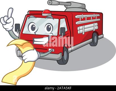 Un drôle de personnage de dessin animé de camion de feu avec un menu Illustration de Vecteur
