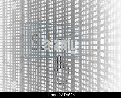 Gros Plan Curseur À La Main Et Site Internet Bouton Soumettre Sur L'Écran Lcd De L'Ordinateur Fond Pixel - Vector Macro Image Digital Concept Illustration de Vecteur