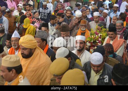 Ajmer, Inde. 31 janvier 2020. Sufi Basant est un festival indien dans la cour de Dargah Khwza Moinuddin Chishty à Ajmer, Rajasthan, Inde. (Photo De Shaukat Ahmed/Pacific Press) Crédit: Pacific Press Agency/Alay Live News Banque D'Images