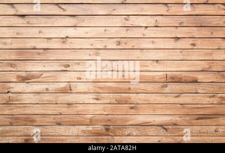 Mur en bois fait de planches en bois de pin, fond plat photo texture Banque D'Images