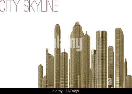 City Skyline - Bâtiments, Gratte-Ciel, Appartement, Composition Architecturale - Paysage Urbain Illustration de Vecteur