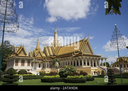 La salle du Trône du complexe du Palais Royal du Cambodge Banque D'Images