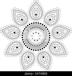 Décoration En Pointillés À Motif Indien En Filigrane - Motif Mehendi Vectoriel Avec Cachemire Illustration de Vecteur