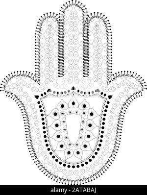 Sapin Musulman - Symbole De La Main Vector Hamsa - Main De Fatima Illustration de Vecteur