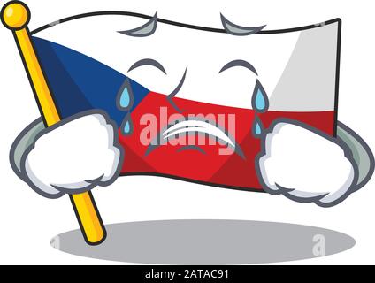 Triste du drapeau style mascotte de bande dessinée de tchéquie Illustration de Vecteur